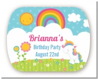 Rainbow Unicorn - Personalized Birthday Party Rounded Corner Stickers