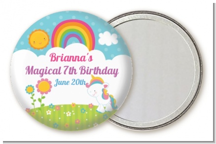 Rainbow Unicorn - Personalized Birthday Party Pocket Mirror Favors