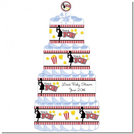 Ready To Pop - Personalized Baby Shower Diaper Cake 4 Tier