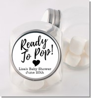 Ready To Pop Black and White - Personalized Baby Shower Candy Jar