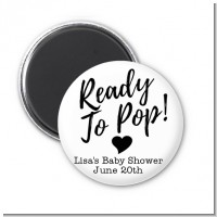 Ready To Pop Black and White - Personalized Baby Shower Magnet Favors