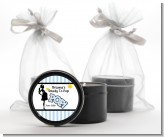 Ready To Pop Blue - Baby Shower Black Candle Tin Favors