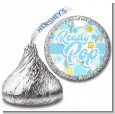 Ready To Pop Blue Gold - Hershey Kiss Baby Shower Sticker Labels thumbnail