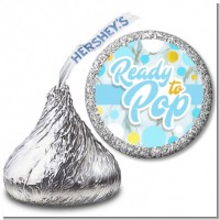 Ready To Pop Blue Gold - Hershey Kiss Baby Shower Sticker Labels