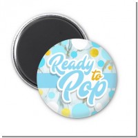 Ready To Pop Blue Gold - Personalized Baby Shower Magnet Favors