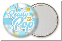 Ready To Pop Blue Gold - Personalized Baby Shower Pocket Mirror Favors