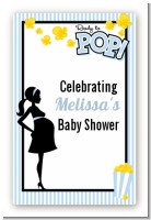 Ready To Pop Blue - Custom Large Rectangle Baby Shower Sticker/Labels