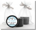 Ready To Pop Blue Stripes - Baby Shower Black Candle Tin Favors thumbnail