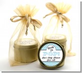 Ready To Pop Blue Stripes - Baby Shower Gold Tin Candle Favors
