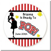 Ready To Pop - Round Personalized Baby Shower Sticker Labels