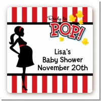 Ready To Pop - Square Personalized Baby Shower Sticker Labels