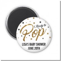 Ready To Pop Gold Glitter - Personalized Baby Shower Magnet Favors