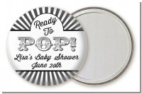 Ready To Pop Gray Stripes - Personalized Baby Shower Pocket Mirror Favors
