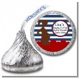 Ready To Pop Navy Blue Stripes and Red - Hershey Kiss Baby Shower Sticker Labels thumbnail