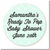 Ready To Pop Pastel Polka Dots - Round Personalized Baby Shower Sticker Labels