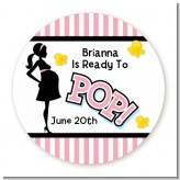 Ready To Pop Pink - Round Personalized Baby Shower Sticker Labels