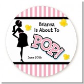 Ready To Pop Pink - Round Personalized Baby Shower Sticker Labels Ready To Pop Pink - Round Personalized Baby Shower Sticker Labels
