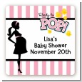 Ready To Pop Pink - Square Personalized Baby Shower Sticker Labels thumbnail