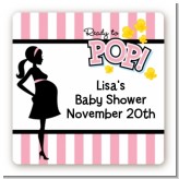 Ready To Pop Pink - Square Personalized Baby Shower Sticker Labels