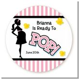 Ready To Pop Pink - Round Personalized Baby Shower Sticker Labels Ready To Pop Pink - Round Personalized Baby Shower Sticker Labels