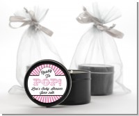 Ready To Pop Pink Stripes - Baby Shower Black Candle Tin Favors