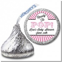 Ready To Pop Pink Stripes - Hershey Kiss Baby Shower Sticker Labels