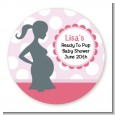 Ready To Pop Pink with white dots - Round Personalized Baby Shower Sticker Labels thumbnail