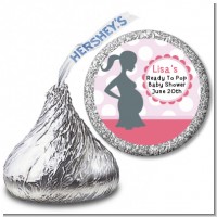 Ready To Pop Pink with white dots - Hershey Kiss Baby Shower Sticker Labels