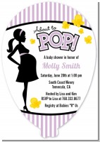 Ready To Pop Purple - Baby Shower Shaped Invitations