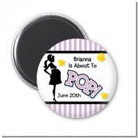 Ready To Pop Purple - Personalized Baby Shower Magnet Favors