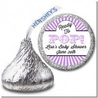 Ready To Pop Purple Stripes - Hershey Kiss Baby Shower Sticker Labels