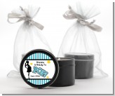 Ready To Pop Teal - Baby Shower Black Candle Tin Favors