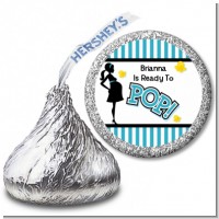 Ready To Pop Teal - Hershey Kiss Baby Shower Sticker Labels