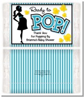 Ready To Pop Teal - Personalized Popcorn Wrapper Baby Shower Favors