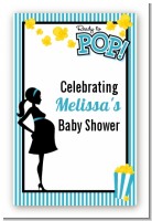 Ready To Pop Teal - Custom Large Rectangle Baby Shower Sticker/Labels