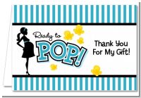 Ready To Pop Teal - Baby Shower Thank You Cards