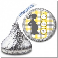 Ready To Pop Yellow and Gray Plaid - Hershey Kiss Baby Shower Sticker Labels