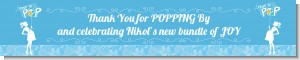 She's Ready To Pop Blue - Personalized Baby Shower Banners