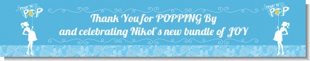 She's Ready To Pop Blue - Personalized Baby Shower Banners