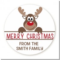 Reindeer - Round Personalized Christmas Sticker Labels