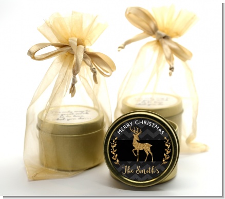 Reindeer Gold Glitter - Christmas Gold Tin Candle Favors
