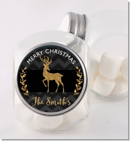 Reindeer Gold Glitter - Personalized Christmas Candy Jar