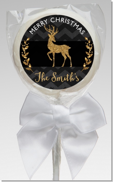 Reindeer Gold Glitter - Personalized Christmas Lollipop Favors