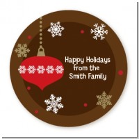 Retro Ornaments - Round Personalized Christmas Sticker Labels
