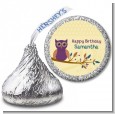 Retro Owl - Hershey Kiss Birthday Party Sticker Labels thumbnail