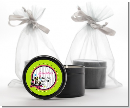 Retro Roller Skate Party - Birthday Party Black Candle Tin Favors