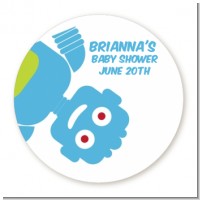 Robots - Round Personalized Baby Shower Sticker Labels