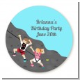 Rock Climbing - Round Personalized Birthday Party Sticker Labels thumbnail