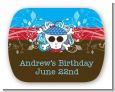 Rock Star Boy Skull - Personalized Birthday Party Rounded Corner Stickers thumbnail