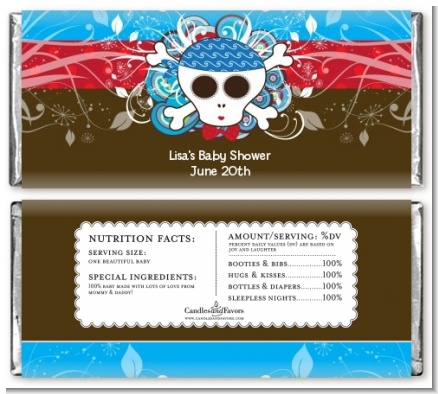 Rock Star Baby Boy Skull - Personalized Baby Shower Candy Bar Wrappers